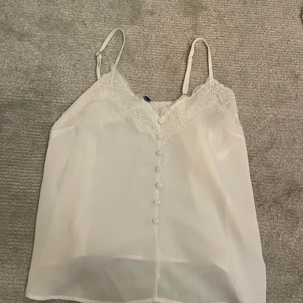 SHEIN White Lace Button Camisole